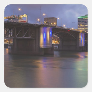 Sticker Carré Le pont Morrison sur la rivière Willamette