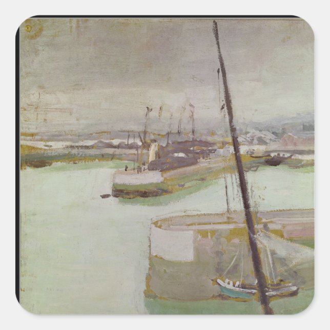 Sticker Carré Le port de Honfleur, 1919 (Devant)