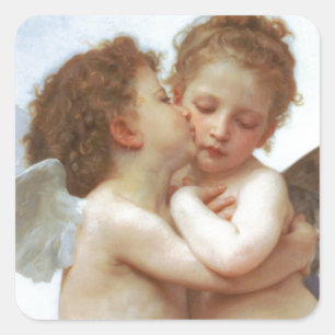Sticker Carré LE PREMIER KISS, C.1873 William Bourgeau