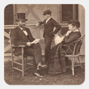 Sticker Carré Le Président 1872 Grant avec la famille au cottag