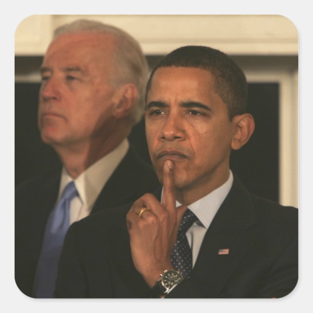 Sticker Carré Le président Barack Obama et le vice-président (Devant)