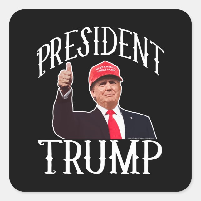 Sticker Carré Le Président Donald Trump Red Hat manie (Devant)