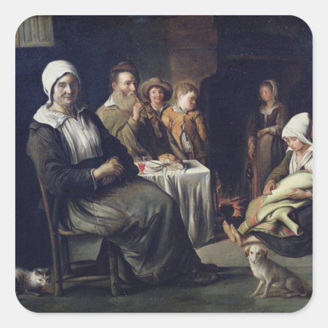 Sticker Carré Le Repas Familial (Devant)