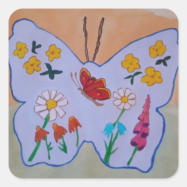 Sticker Carré Le rêve papillon (Devant)