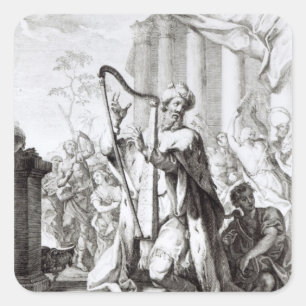 Sticker Carré Le roi David Jouer le Lyre