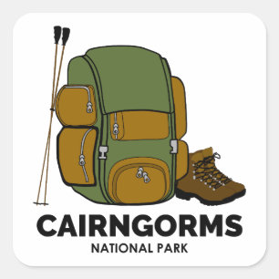 Sticker Carré Le sac à dos Cairngorges National Park Scotland