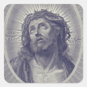 Sticker Carré Le Saint Visage de Jésus avec Couronne d'Épines Ar