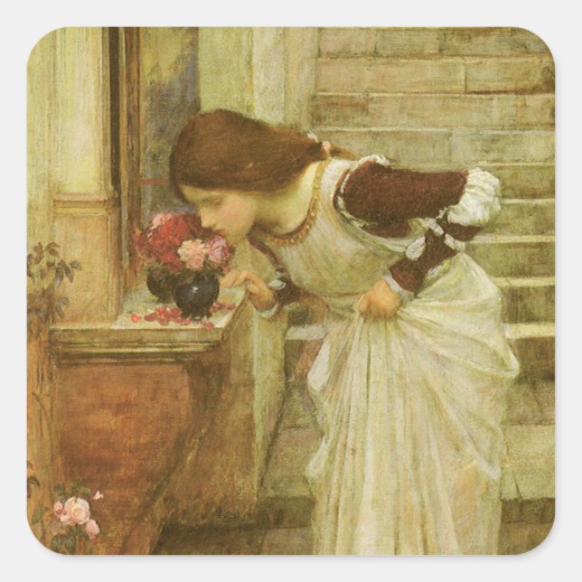 Sticker Carré Le Sanctuaire de John William Waterhouse (Devant)
