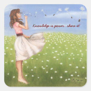 Sticker Carré Le savoir est le pouvoir...partagez-le!