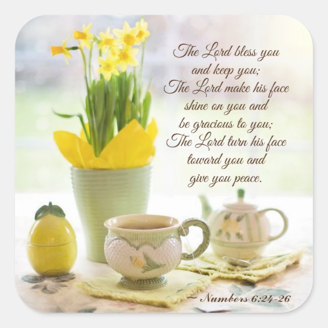 Sticker Carré Le Seigneur Vous Bénisse Numéros 6:24-26 Verse de  (Devant)