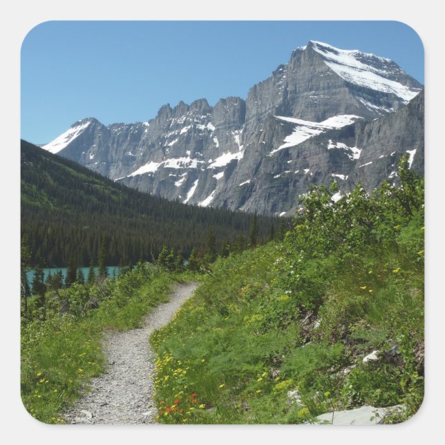 Sticker Carré Le sentier du lac Josephine avec la guilde du mont (Devant)