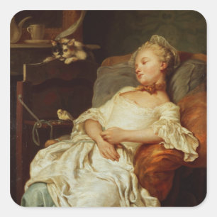 Sticker Carré Le Sleeper, 1759 (huile sur toile)