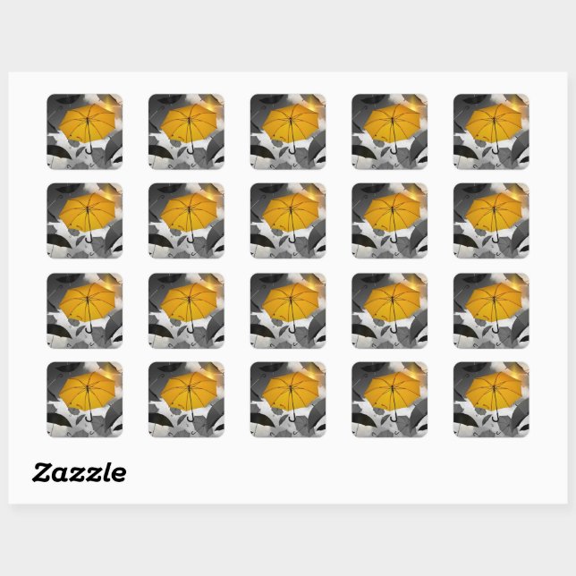 Sticker Carré Le soleil arrive, avalanche de parapluies, (Feuille)