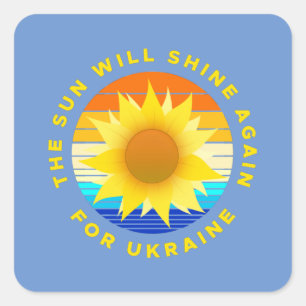 Sticker Carré Le Soleil resplendira pour le tournesol ukrainien