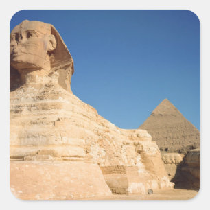 Sticker Carré Le Sphinx et la Pyramide de Khafre, Gizeh
