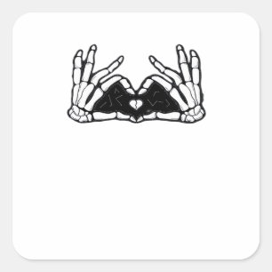 Sticker Carré Le Squelette Met La Tête D'Un Coeur