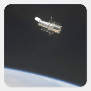 Sticker Carré Le télescope spatial Hubble en orbite au-dessus de