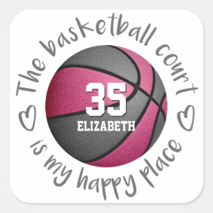 Sticker Carré le terrain de basket-ball gris-girly est mon endro