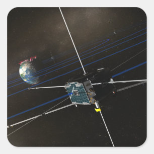 Sticker Carré Le vaisseau spatial de cinq THEMIS en orbite