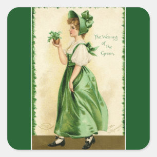Sticker Carré Le Vêtement Vert