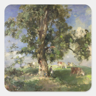 Sticker Carré Le vieil arbre de cendre (huile sur la toile)