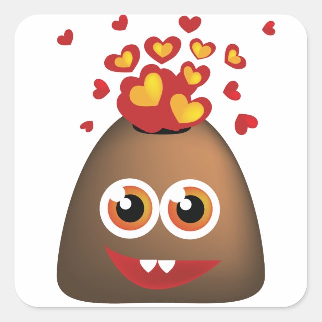 Sticker Carré Le volcan mignon Love (Devant)