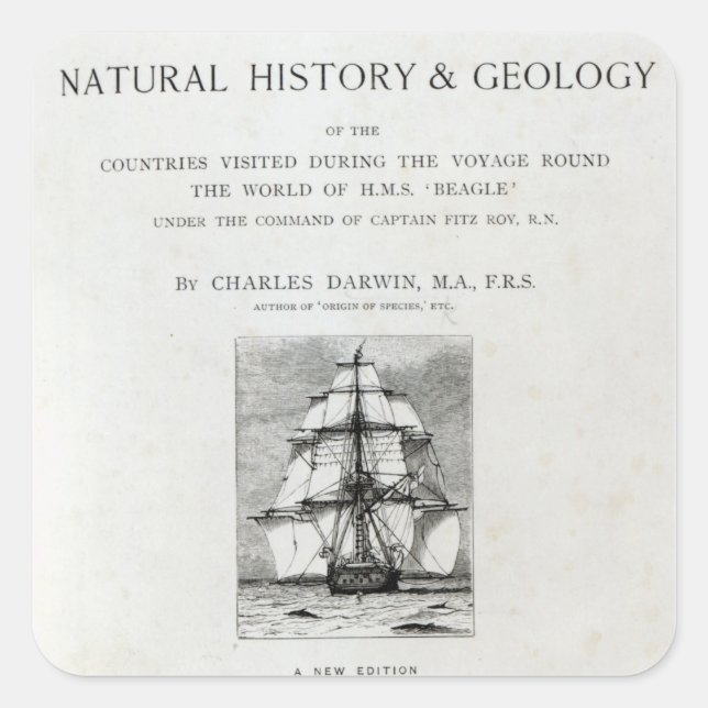 Sticker Carré Le voyage du Beagle (Devant)