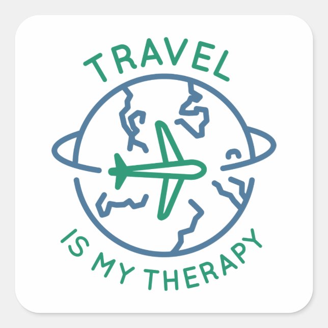 Sticker Carré Le voyage est ma thérapie (Devant)