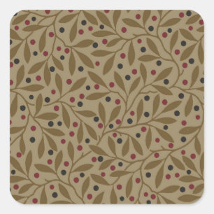 Sticker Carré Leaf Berry Classique Colorful Art Motif