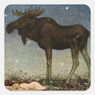 Sticker Carré "Leap Finds Sleeping Princess" par John Bauer