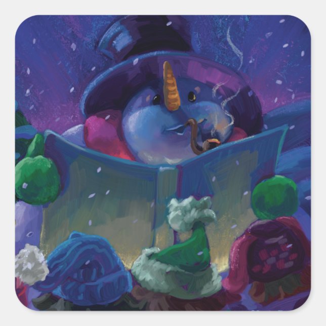 Sticker Carré Lecture hivernale (Devant)