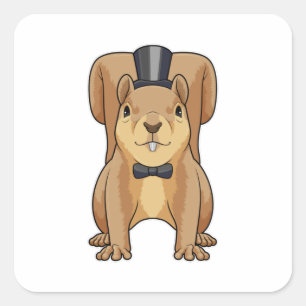Sticker Carré L'écureuil en groom avec costume