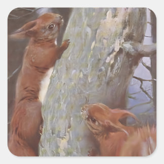 Sticker Carré L'ÉCUREUIL (Sciurus vulgaris)