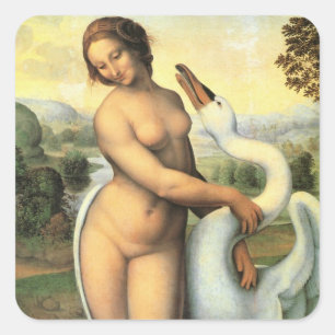 Sticker Carré Léda de Léonard de Vinci et le Cygne