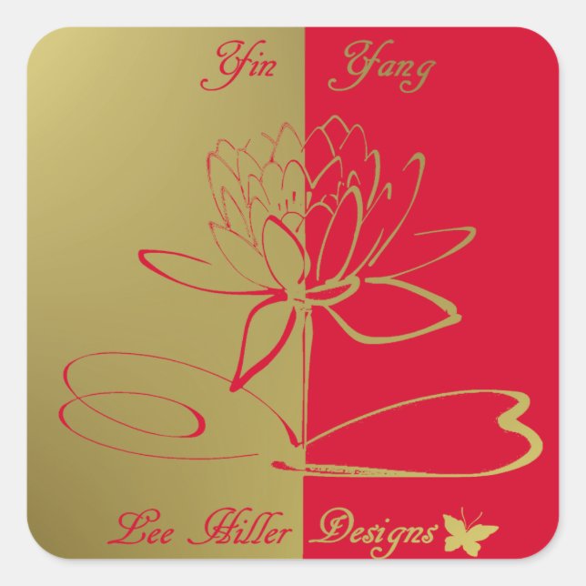 Sticker Carré Lee Hiller Conçoit Logo Accents Gold Red (Devant)