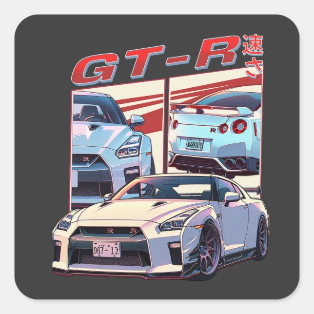 STICKER CARRÉ LÉGENDE DE RUE GT-R (Devant)