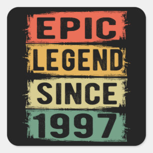 Sticker Carré Légende Épique Depuis 1997 Cadeau d'anniversaire V