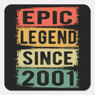 Sticker Carré Légende Épique Depuis 2001 Vintage 2001 Cadeau d'A