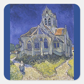 Sticker Carré L'église d'Auvers par Vincent Van Gogh