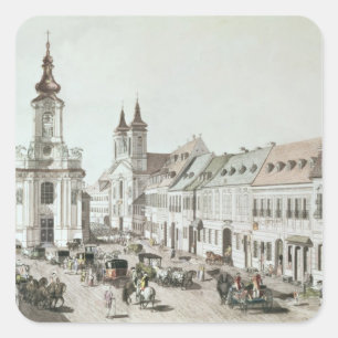 Sticker Carré L'église paroissiale et le cimetière de Fauxbourg