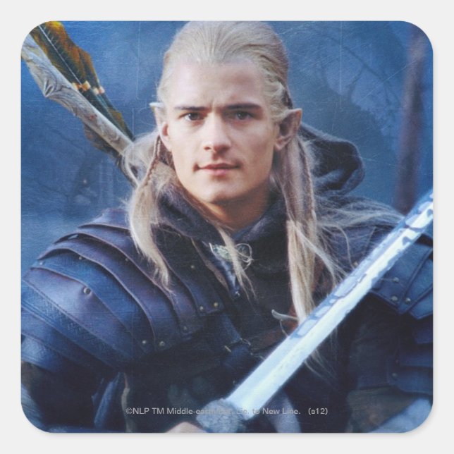 Sticker Carré LEGOLAS GREENLEAF™ en bleu (Devant)