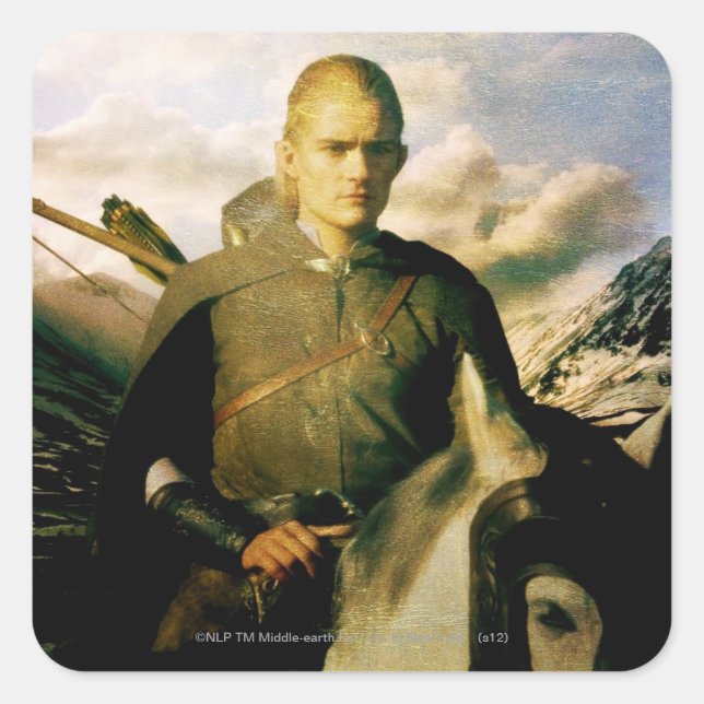 Sticker Carré LEGOLAS GREENLEAF™ Gros plan sur cheval (Devant)