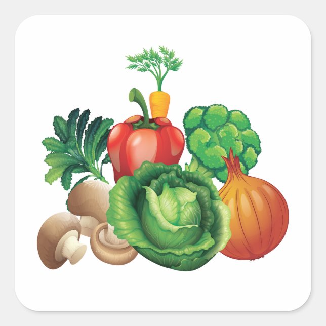 Sticker Carré légumes alimentation saine (Devant)