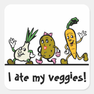 Sticker Carré Légumes / Légume J'ai Mangé Mes Légumes Autocollan