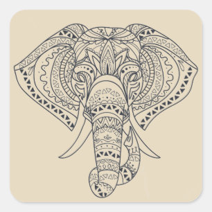 Sticker Carré L'éléphant tribal Art animal africain