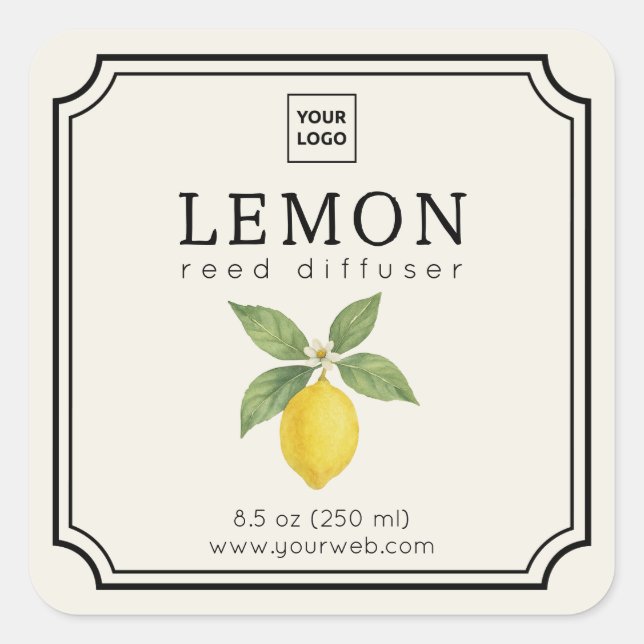 Sticker Carré Lemon Reed Diffuser Label (Devant)