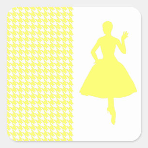Sticker Carré Lemonade Houndstooth moderne avec Silhouette mode