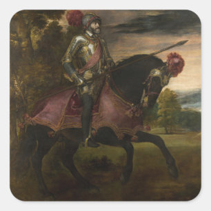 Sticker Carré L'empereur Charles V à cheval (par Titien)