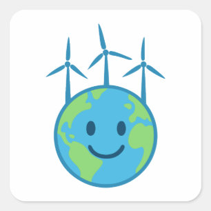 Sticker Carré L'énergie éolienne pour une Terre propre