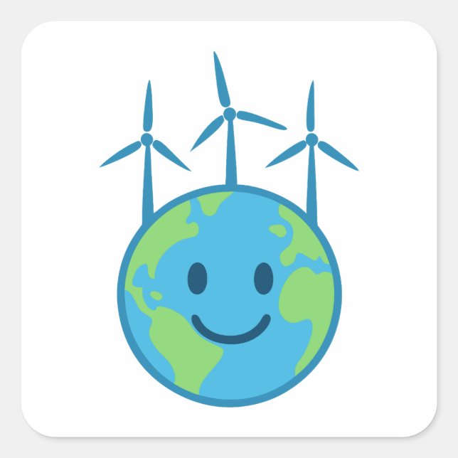 Sticker Carré L'énergie éolienne pour une Terre propre (Devant)